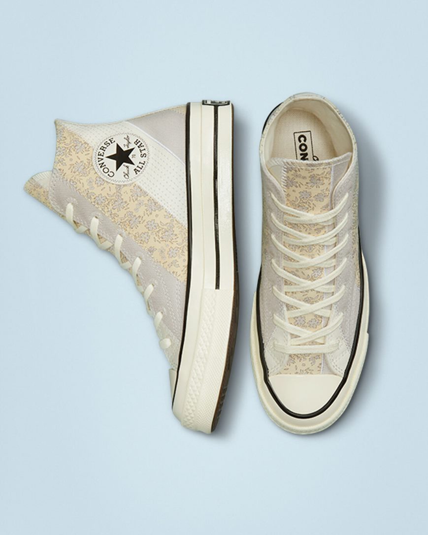 Women's Converse Chuck 70 Embroidered Floral High Top Shoes Beige / Black | AU 8936CL